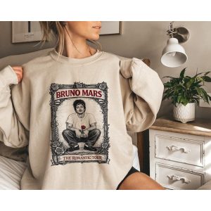 Bruno Mars T-Shirt, The Romantic Tour Vintage Rap Sweatshirt, 90s Retro Music Merch Hoodie