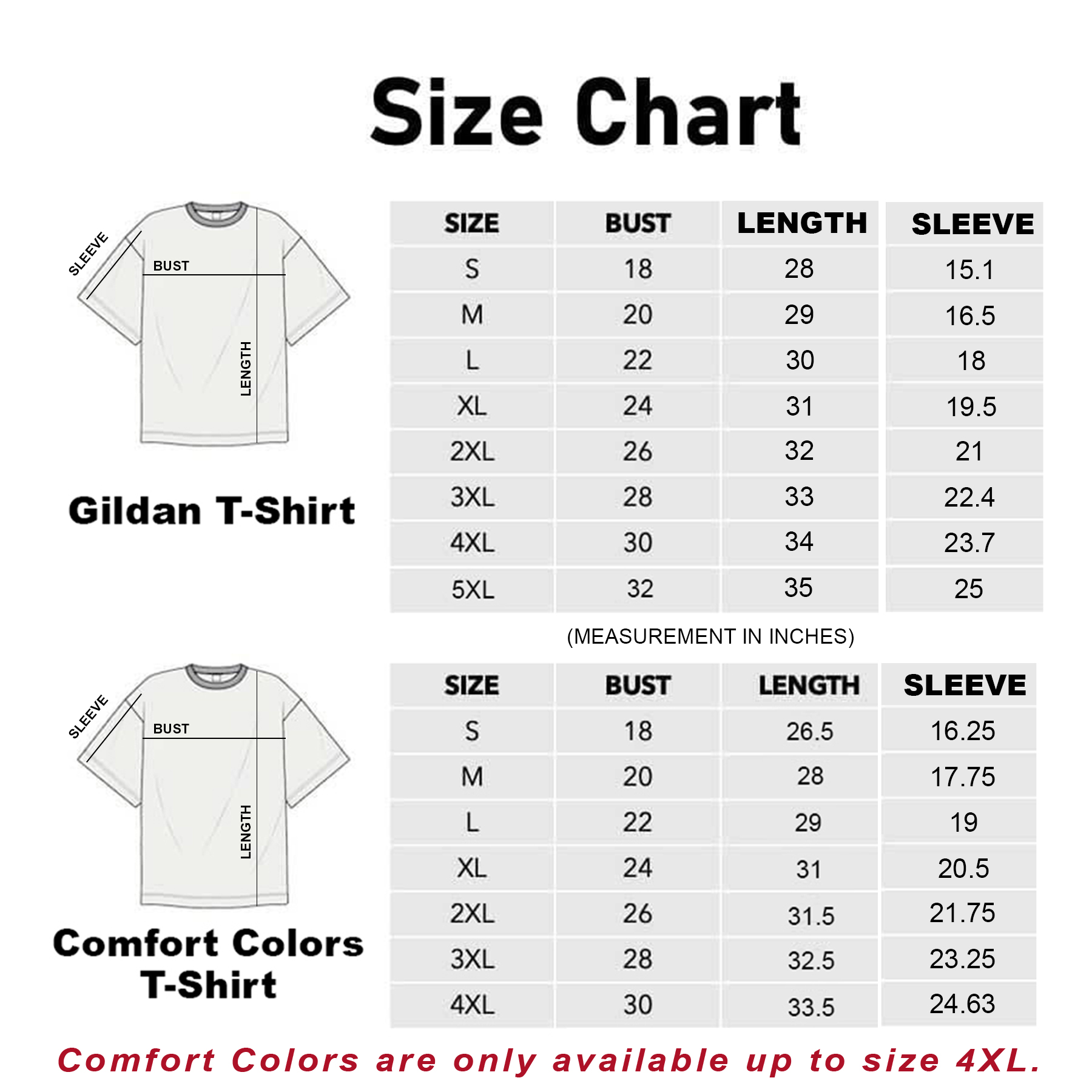 TikTokShopTeeSizeChart