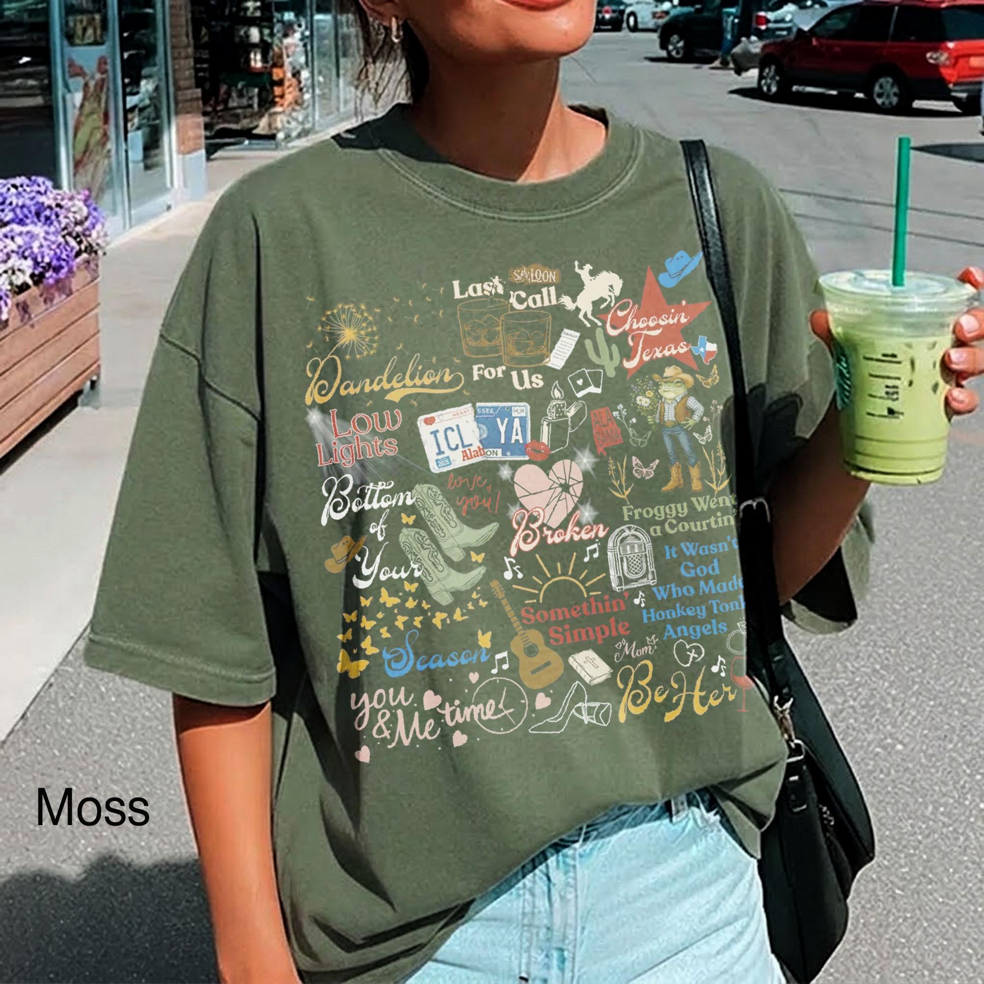 Ella Dandelion Lyric Shirt Choosin Texas Song Tee, Ella's Fellas Club Shirt, Vintage Country Concert Outfit, Retro Western Tour Apparel (2)