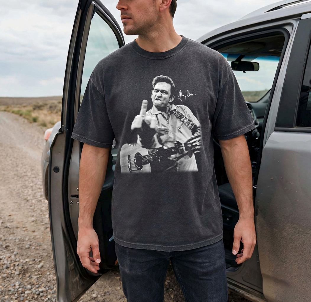 Vintage Johnny Cash Comfort Colors T-Shirt, Johnny Cash Middle Finger Tee (4)