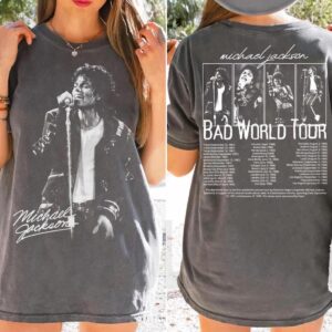 Michael Jackson Shirt Vintage bootleg tee, Bad World Tour 2-Sided Graphic T-Shirt