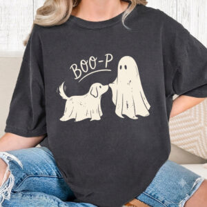 Boo-p Ghost Dog T-Shirt, Funny Halloween Dog Mom Shirt